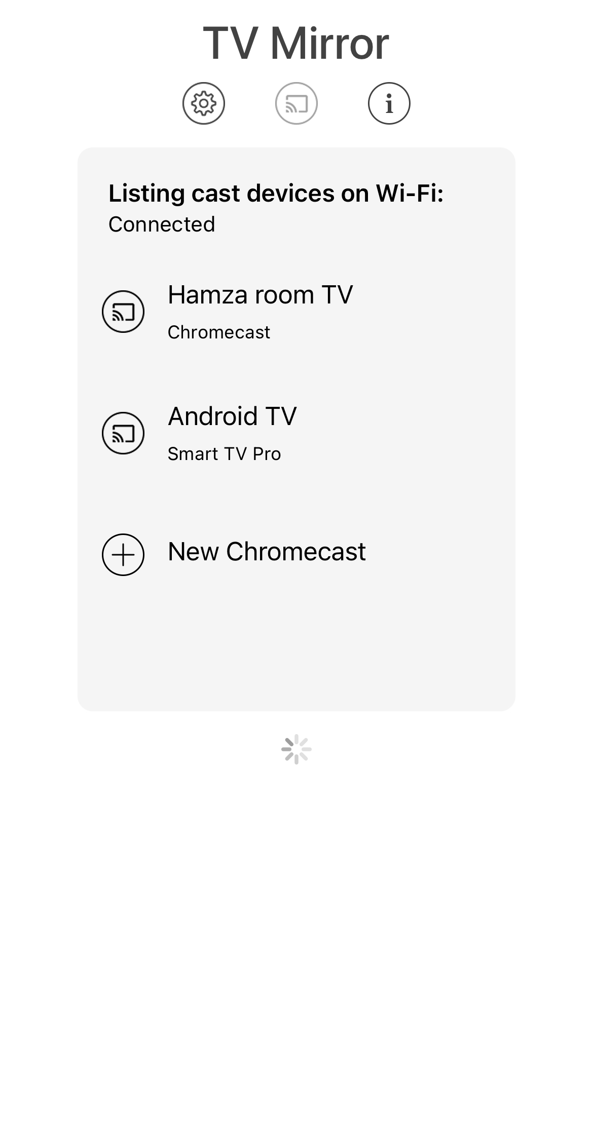 Connecting to a Chromecast device on a TV Mirror+