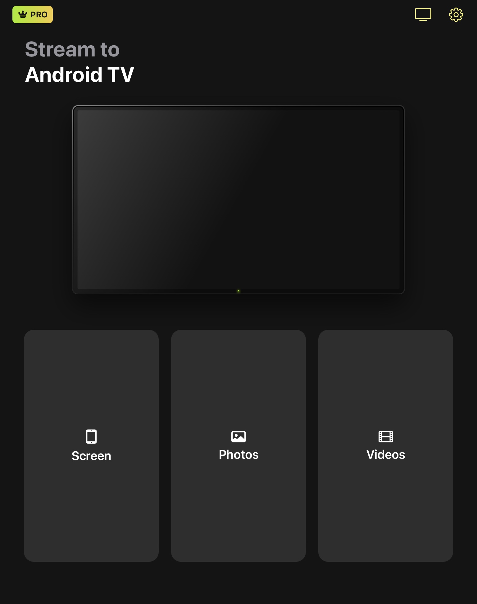 Main menu of the third-party Chromecast app DoCast