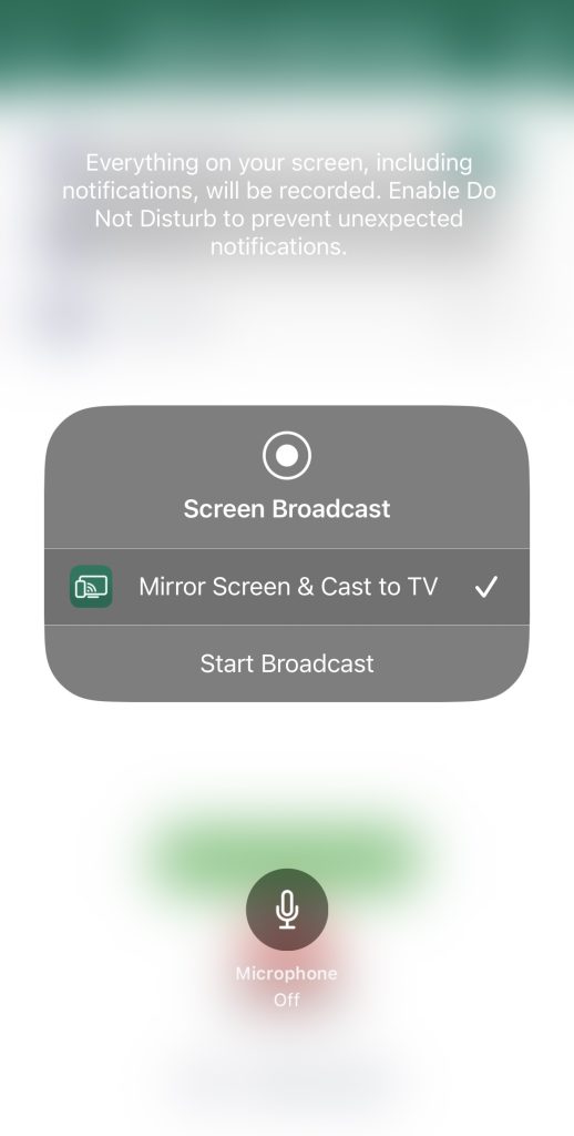 Tap on the Start Broadcast button in Screen Mirroring・Smart View TV