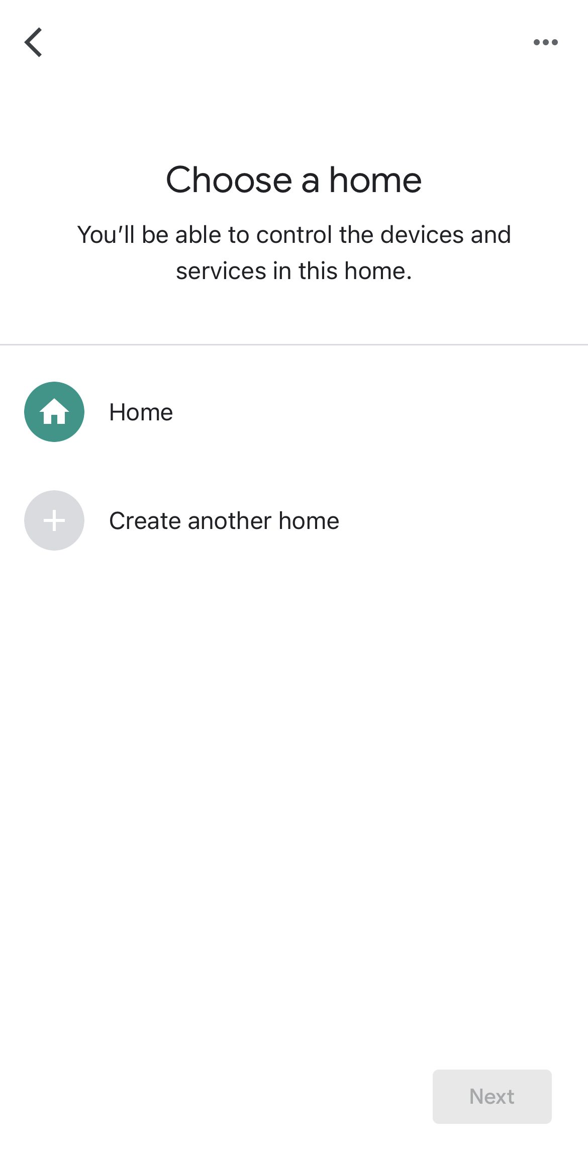 Choosing a Home in Google Home