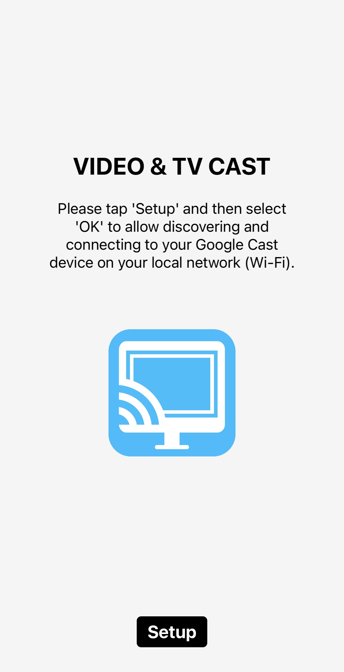 Setting up TV Cast Chromecast app