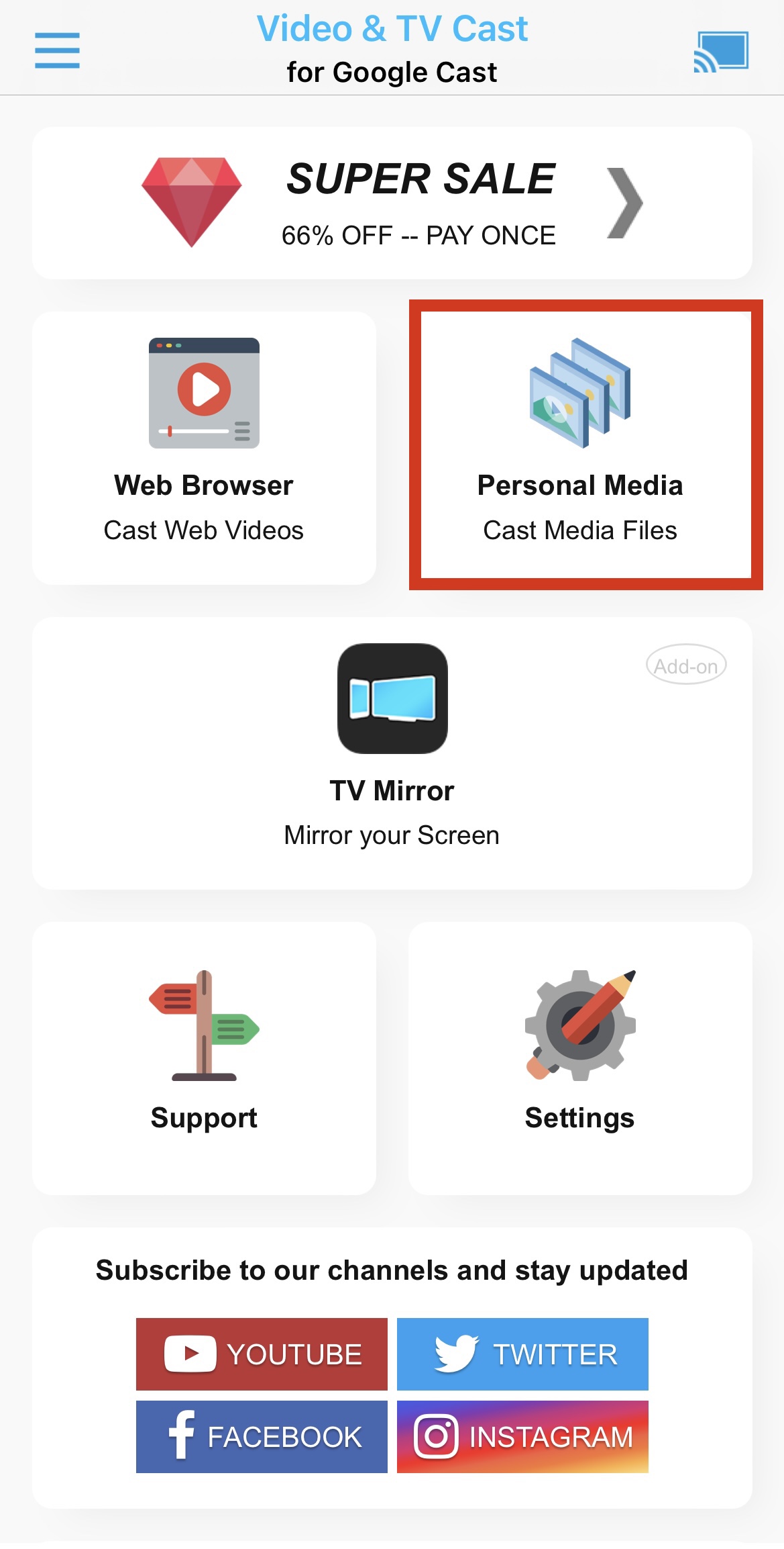Casting Personal Media using TV Cast Chromecast app