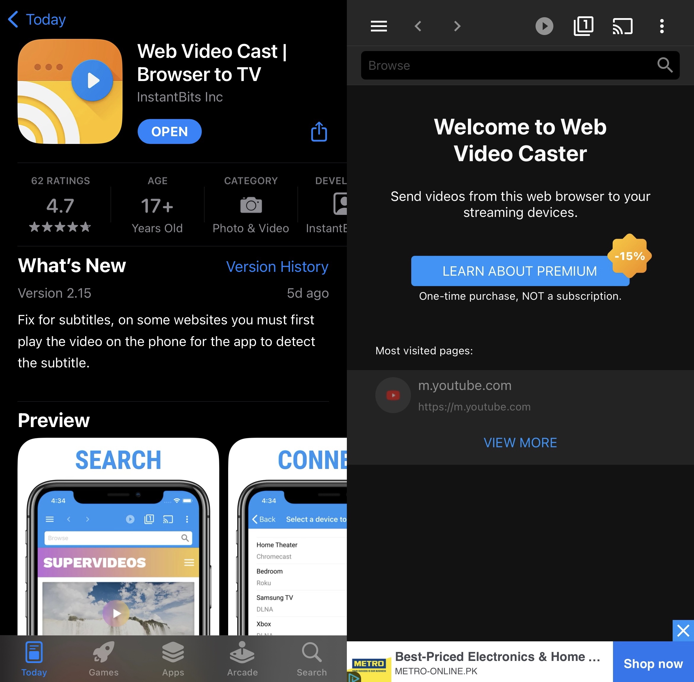 Web Video Cast est une application Chromecast gratuite sur l'App Store