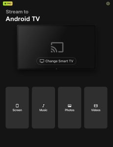 Main menu of the third-party Chromecast app DoCast
