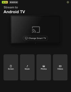 Main menu of the third-party Chromecast app DoCast