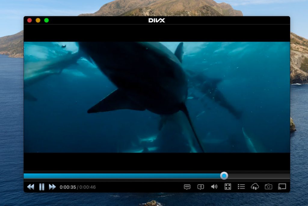 La interfaz del reproductor de video DivX.