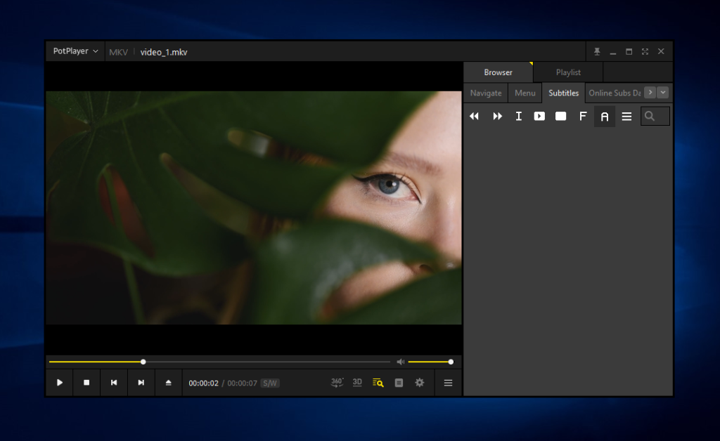 Lecture du clip MKV dans le PotPlayer L'interface de PotPlayer