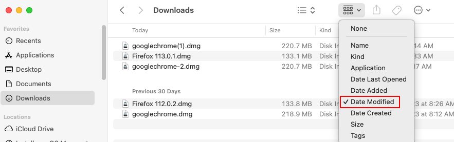 The Downloads Folder in Finder