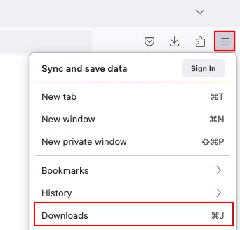 The three horizontal lines Firefox menu