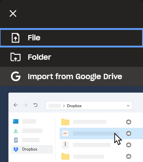 Importación de archivos de Google Drive en Dropbox