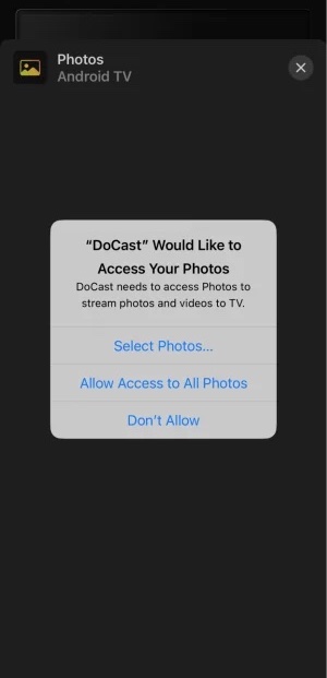 Allow DoCast access to your photos on iPhone