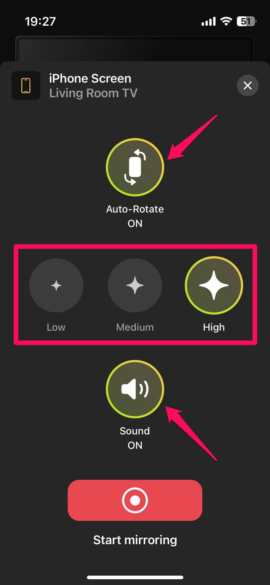 Adjust settings for the broadcast