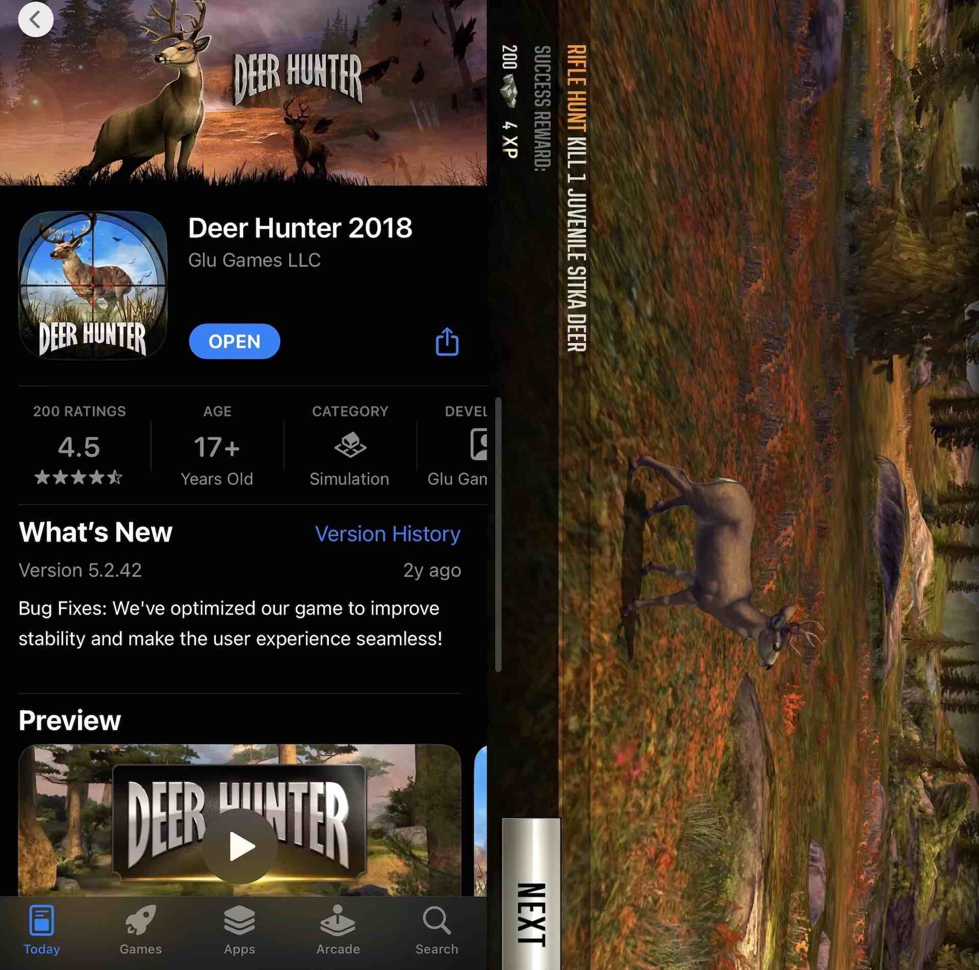 Deer Hunter game on the iPhone