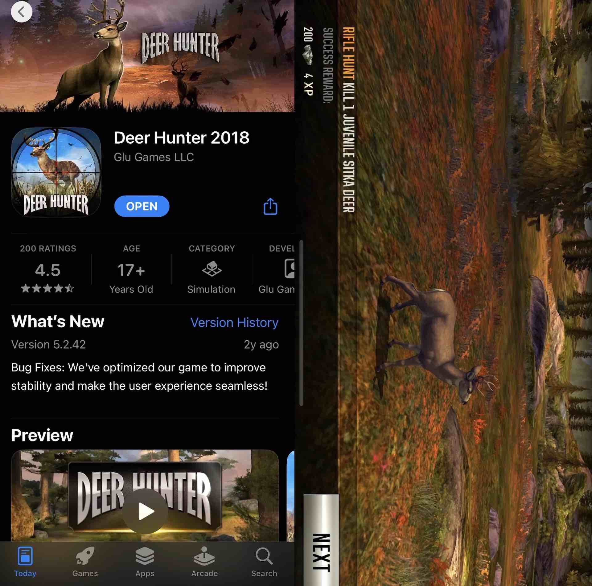 Deer Hunter spel på iPhone