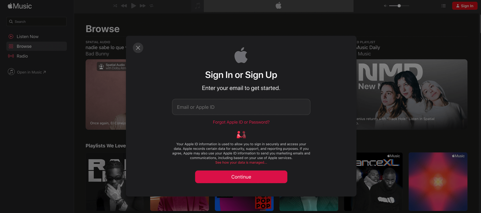 Sign in to Apple Music account on Mac