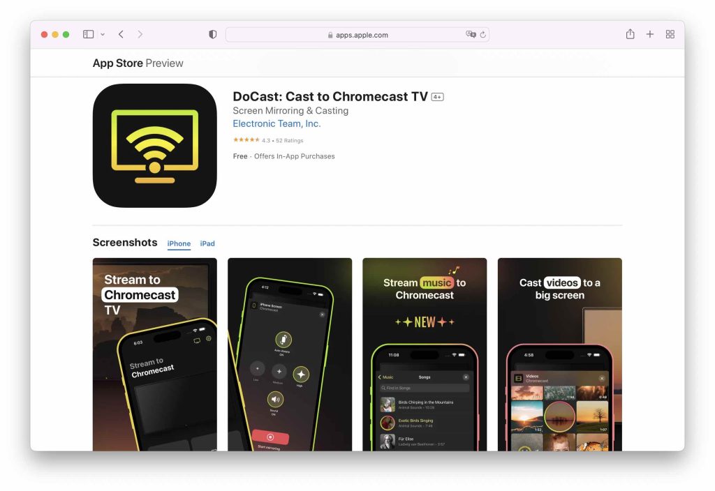 The DoCast app on the Mac App Store screenshot