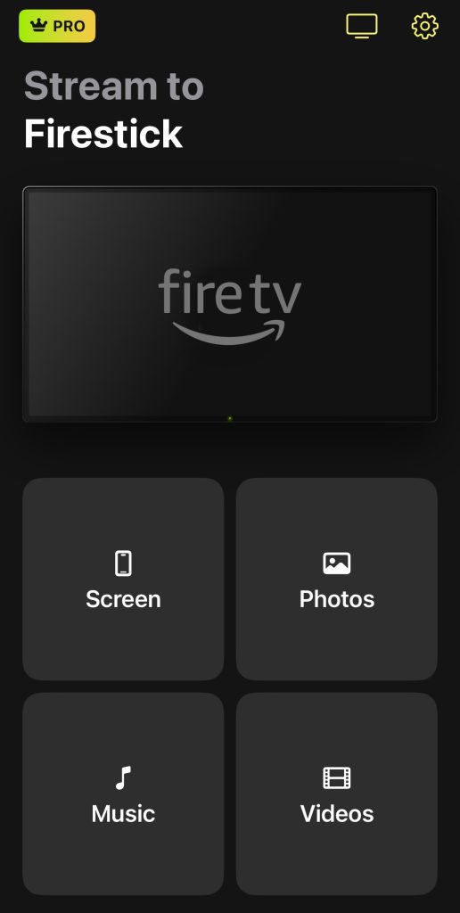 Main dashboard of the DoCast app for Fire TV