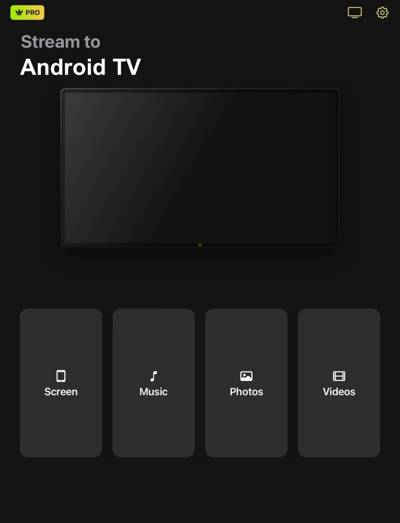 Main menu of the third-party Chromecast app DoCast