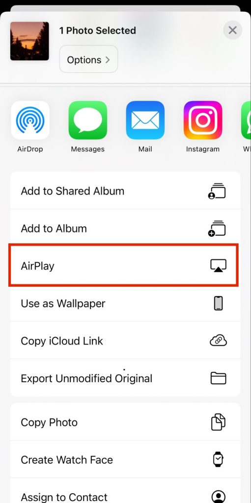 AirPlay button on iPhone