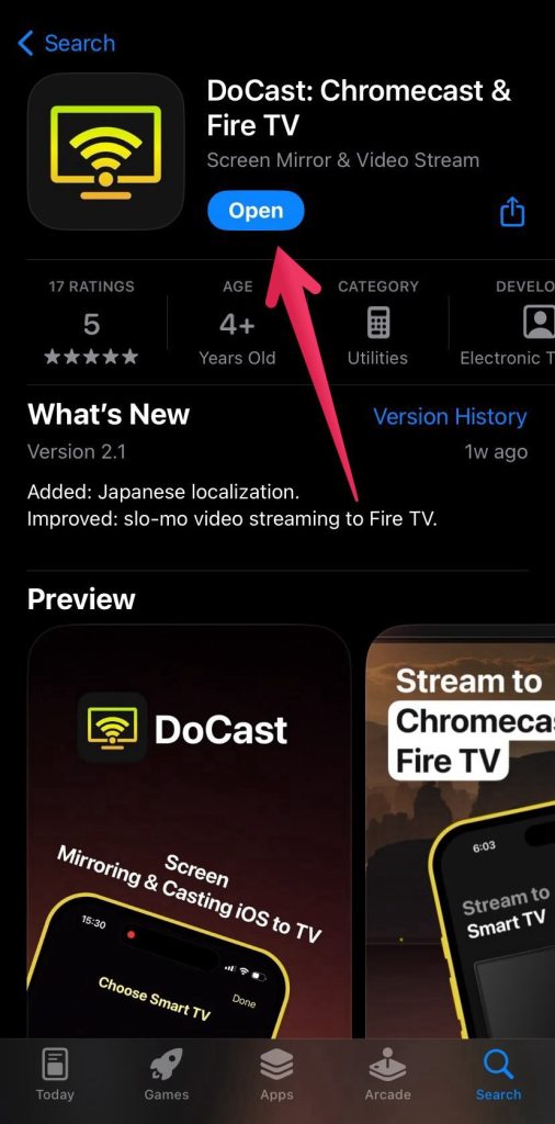 Download DoCast from the App Store and open it
