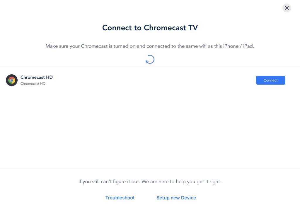 Connect Streamer for Chromecast TVs to your Chromecast device