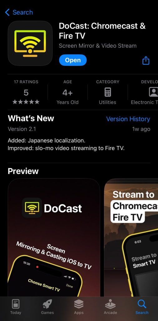 Find and download DoCast from the App Store