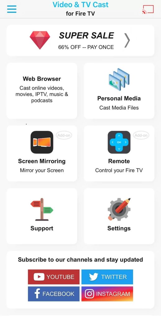 Tap on the Casting icon in TV Cast for Fire TV