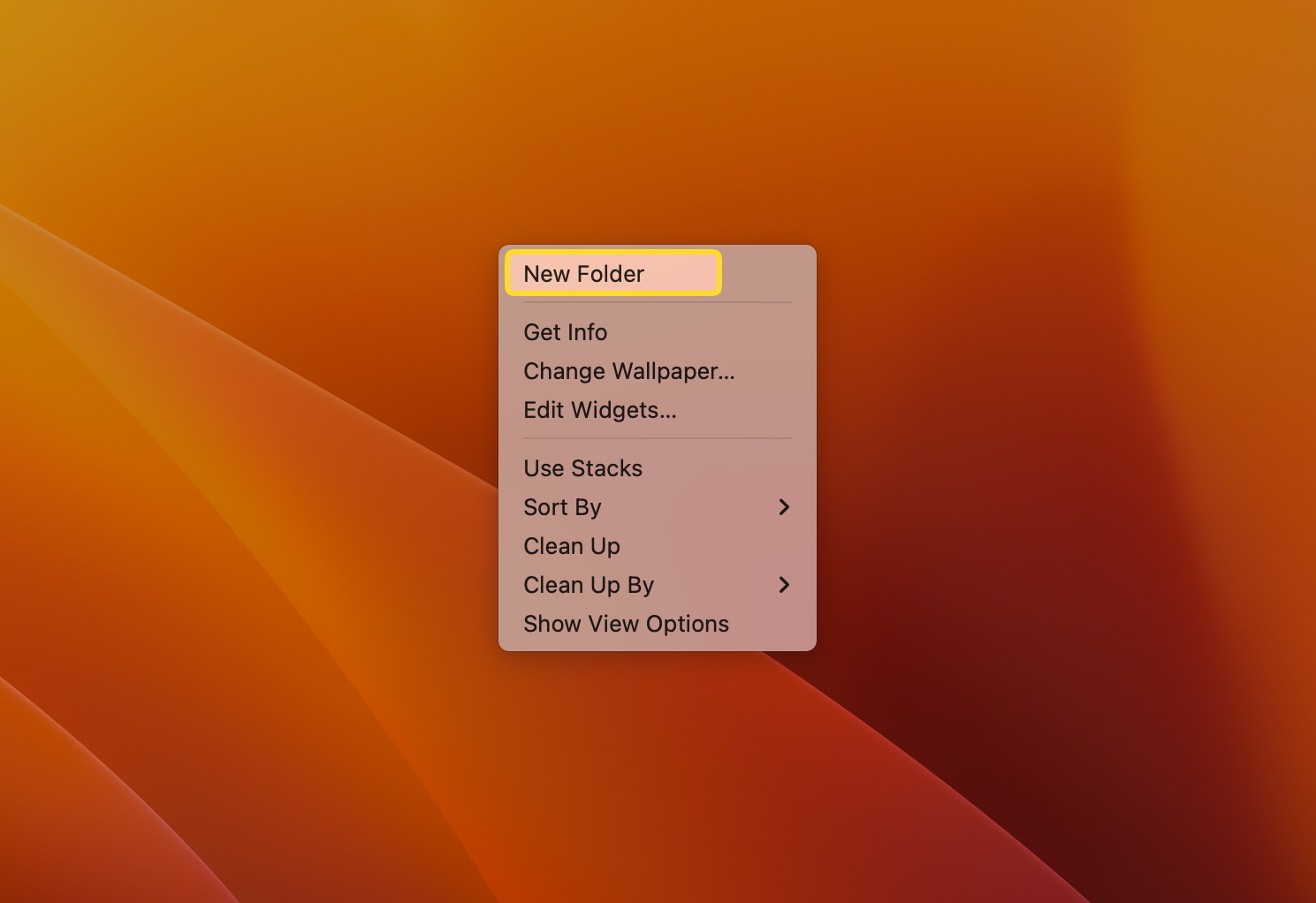 Select the New Folder option