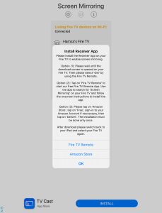 Installing receiver app for Screen Mirroring for Fire TV