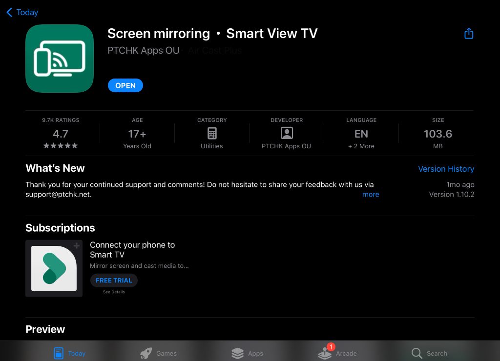 The Screen mirroring・Smart View TV app on the App Store on iPad