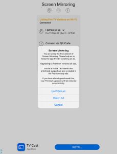 Ad notification in Screen Mirroring for Fire TV