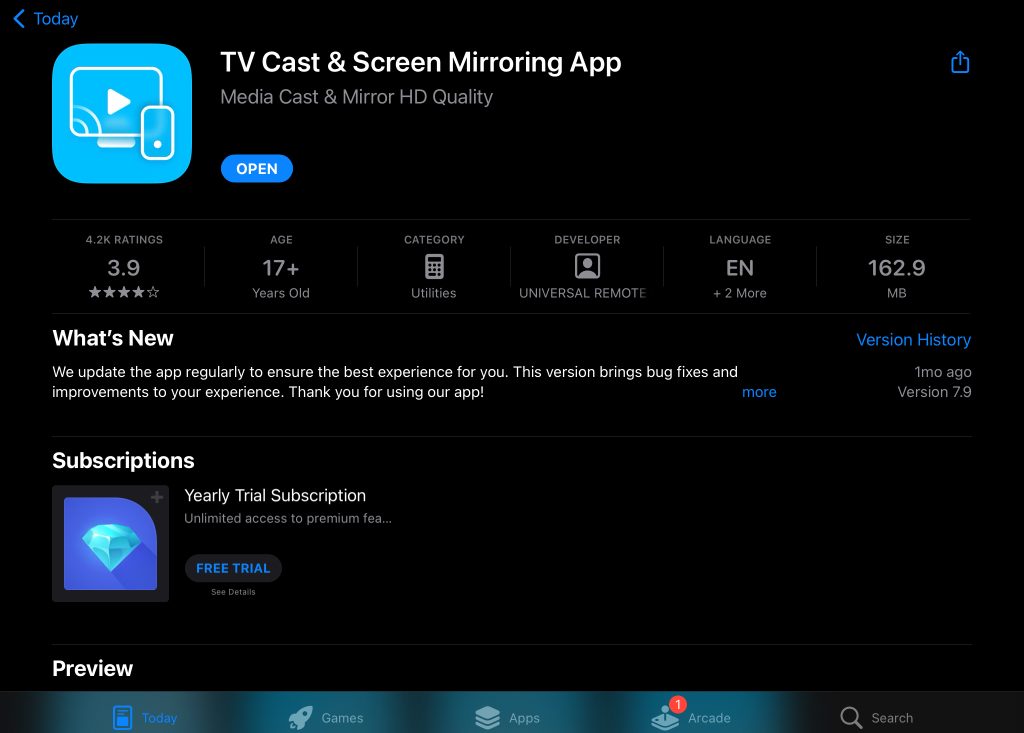 The TV Cast & Screen Mirroring App on the App Store on iPad