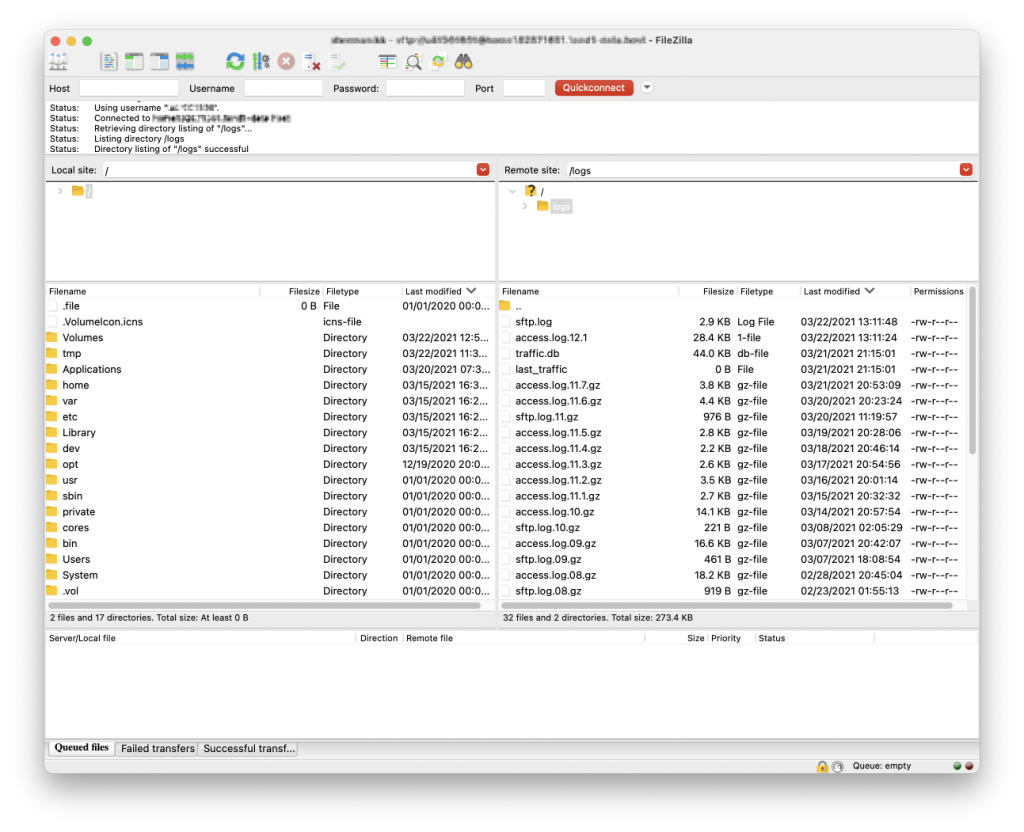 Filezilla arbeitet mit FTP-, FTPS- und SFTP-Servern.