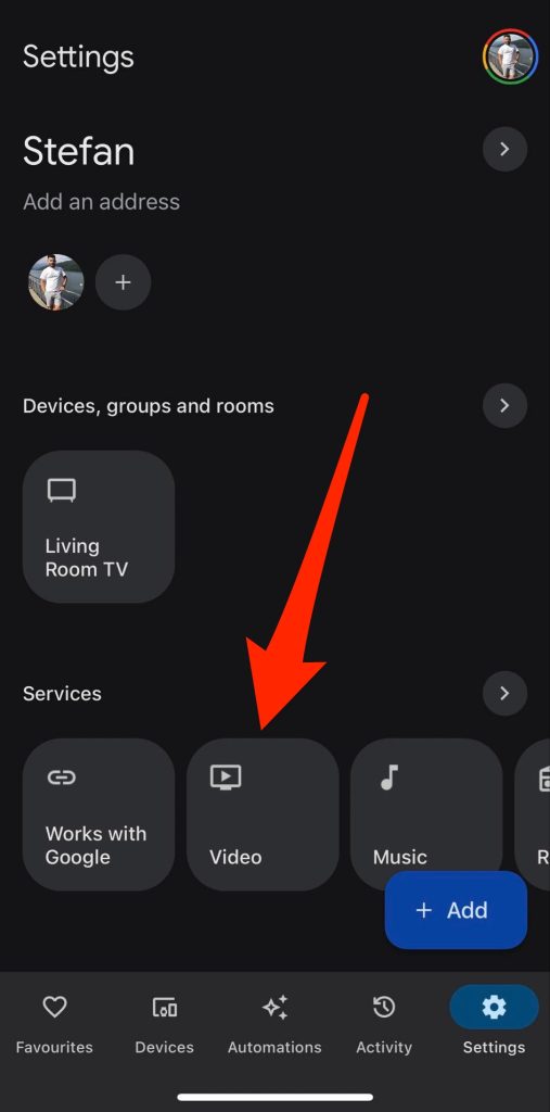 Tap on the Video tile in Google Home