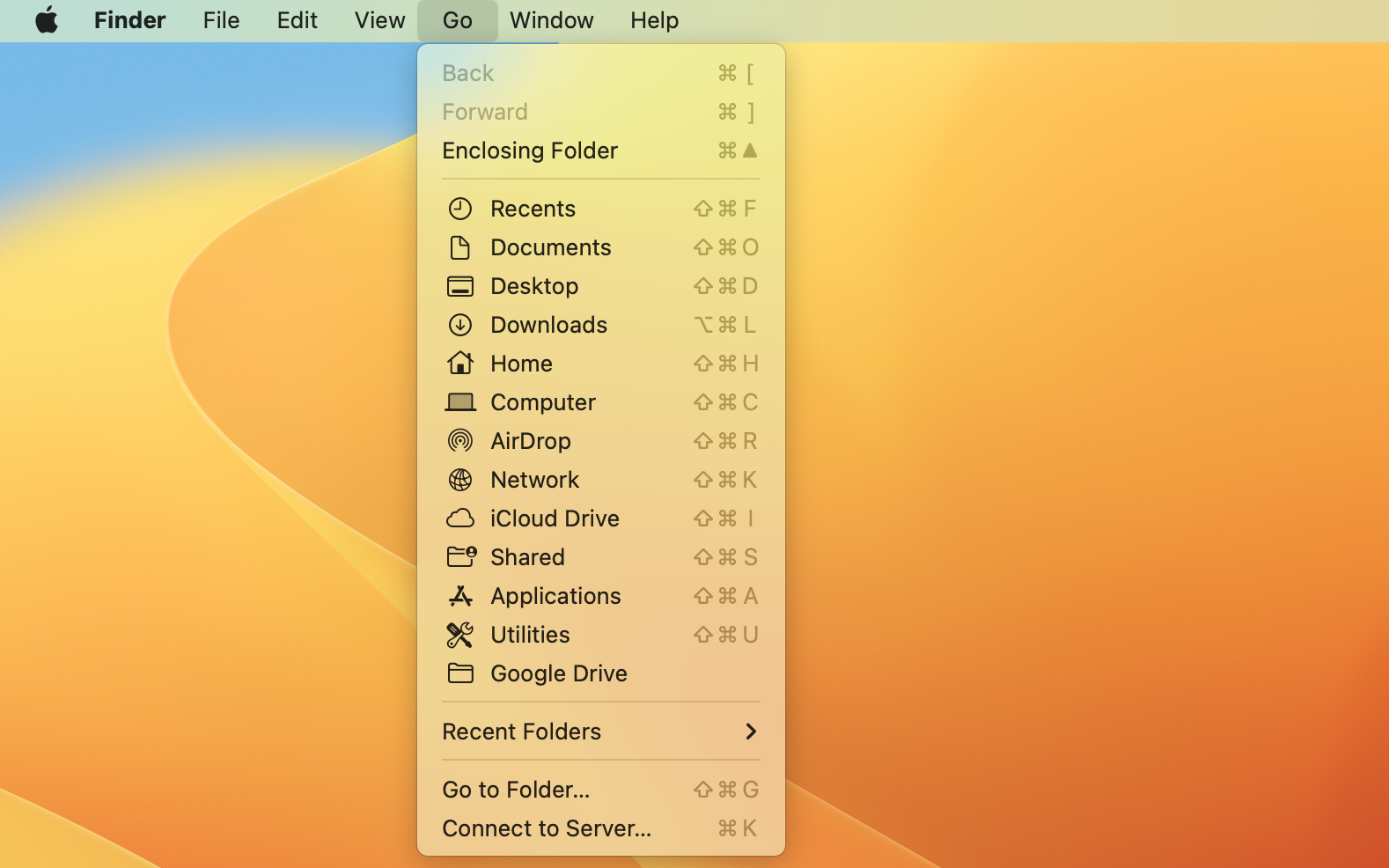 The finder interface.