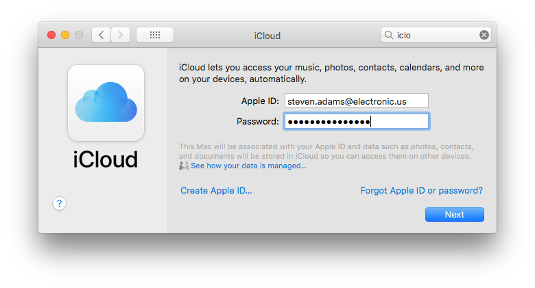 Sign in to iCloud