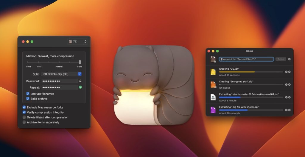 Aplicación Keka Mac para extraer archivos 7z