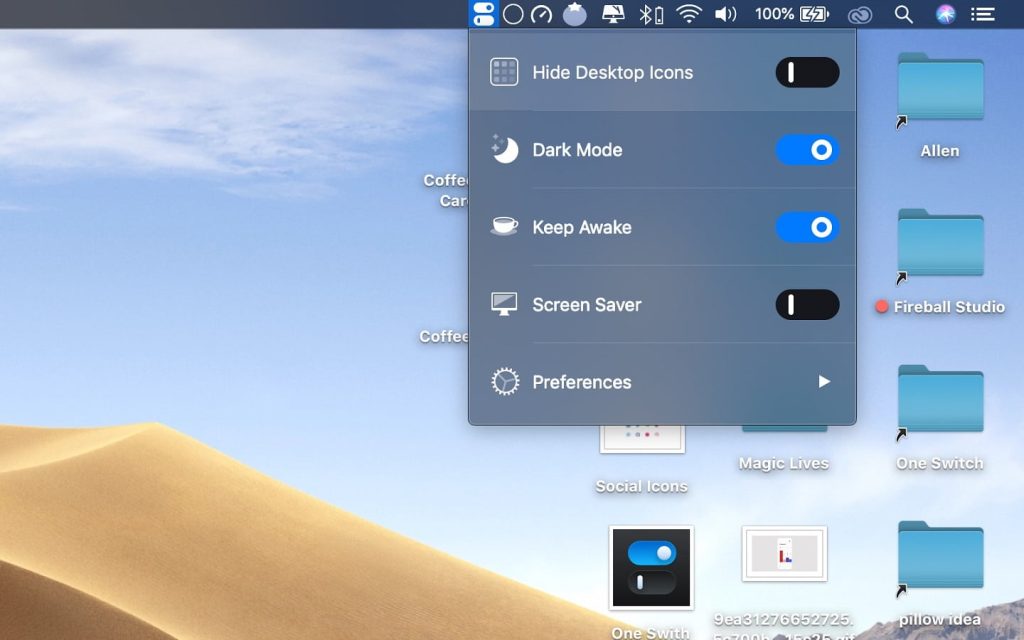 Find a switch for show hidden files in Mac taskbar.