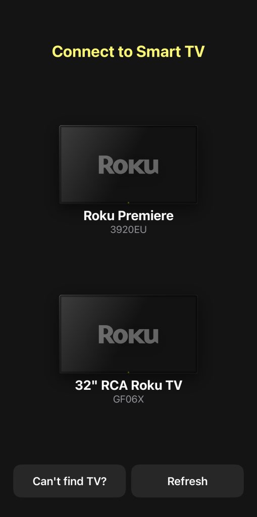 Tap on your Roku device in DoCast