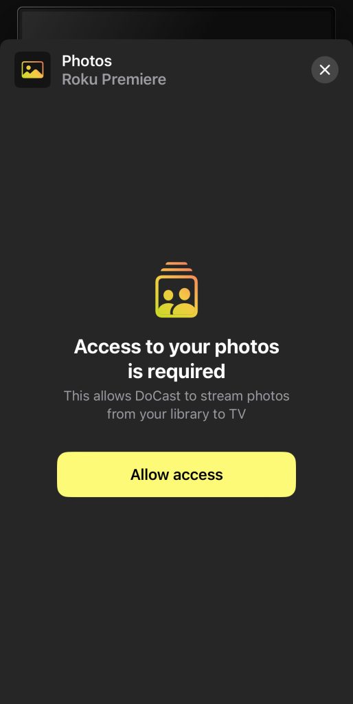 Give DoCast access to your Photos on iPhone