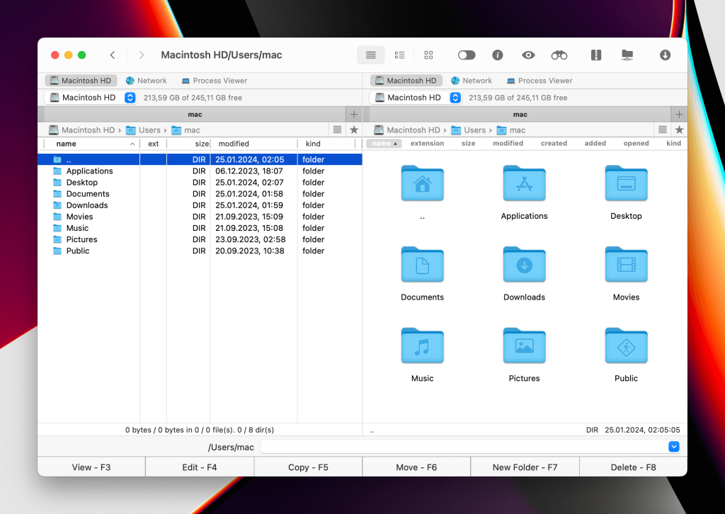 Commander One est un gestionnaire de fichiers gratuit à double volet pour macOS.