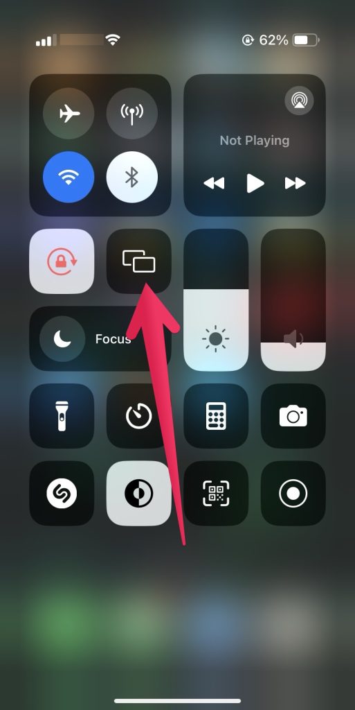 Tap on the Screen Mirroring option on iPhone