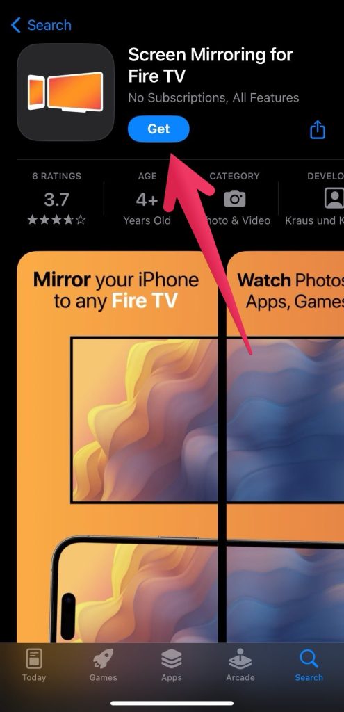 Download the Screen Mirroring for Fire TV app from the App Store