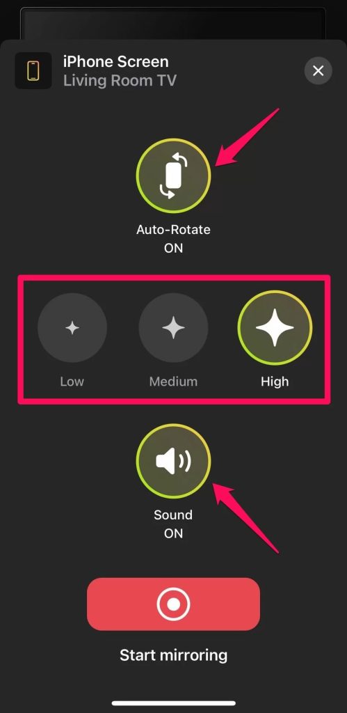 Adjust settings for the broadcast in DoCast
