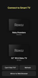 Tap on your Roku device in DoCast