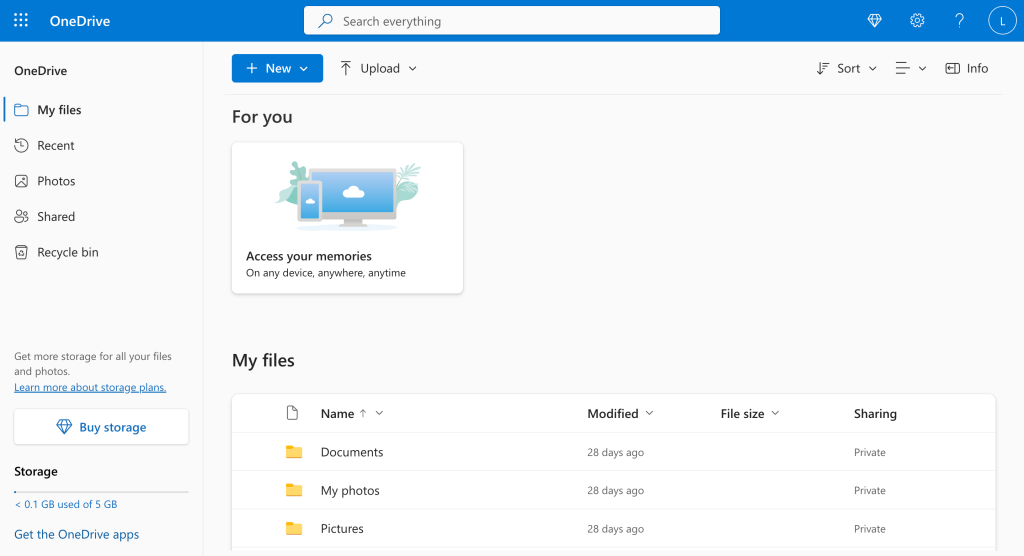 OneDrive's account page is shown.