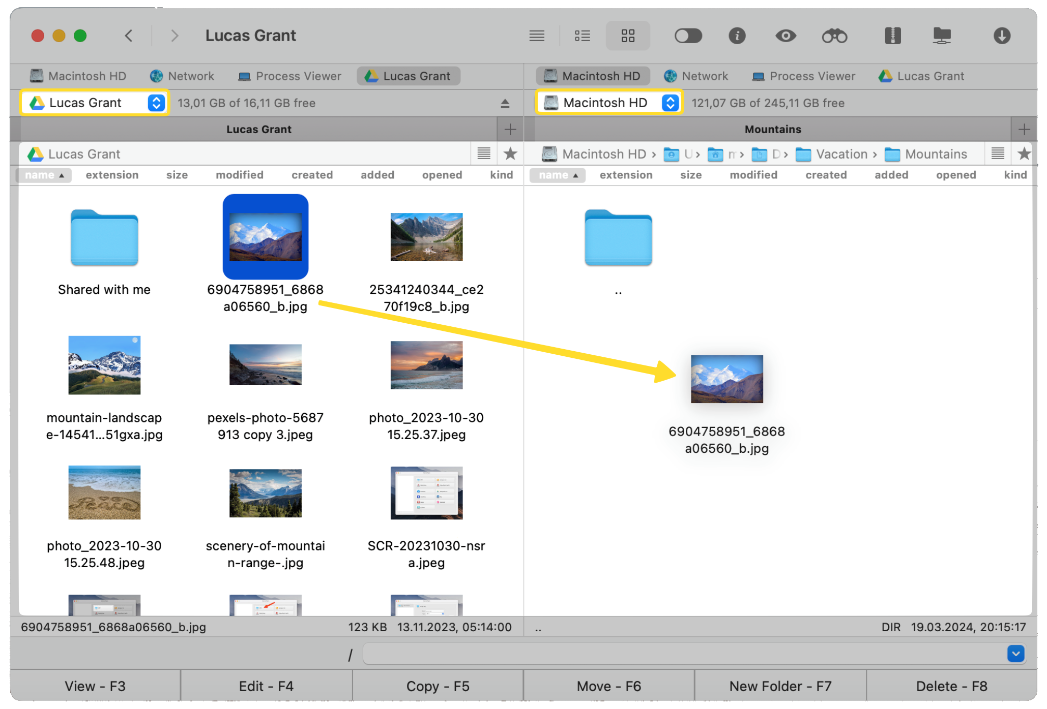 Google Drive file was dragged and dropped to the local Mac folder.