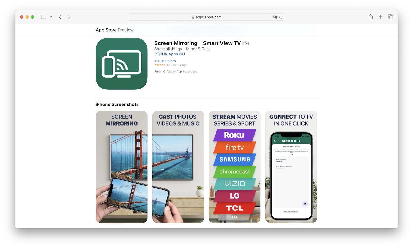 The Screen Mirroring・Smart View TV app in the App Store on Mac