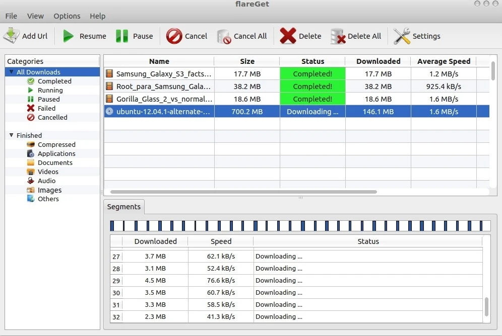 Accélérez les téléchargements sur Mac avec FlareGet qui offre la fonctionnalité de gestion intelligente des fichiers