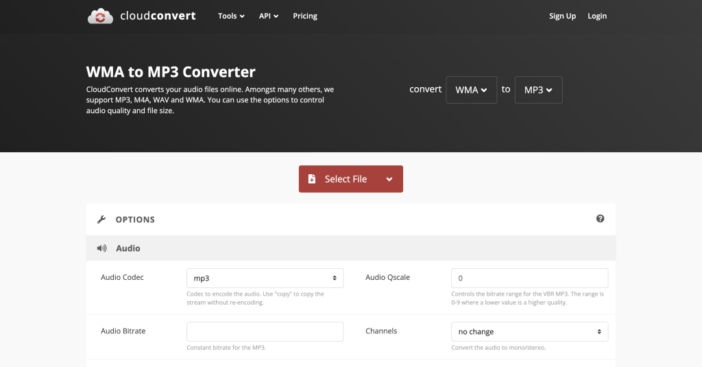 The Cloudconvert website's screenshot